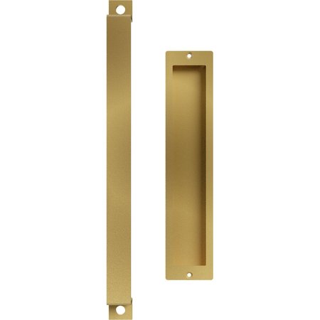 EKENA MILLWORK 16" Pull Handle & 12" Flush Pull for 2 1/4" Doors, Jacob's Gold GB6001PP51612G